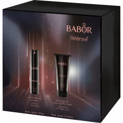 Exclusive ReVersive Christmas set at a special price. Includes the original sizes of the anti-aging cream and the anti-aging overnight mask. Reversive X-Mas Set